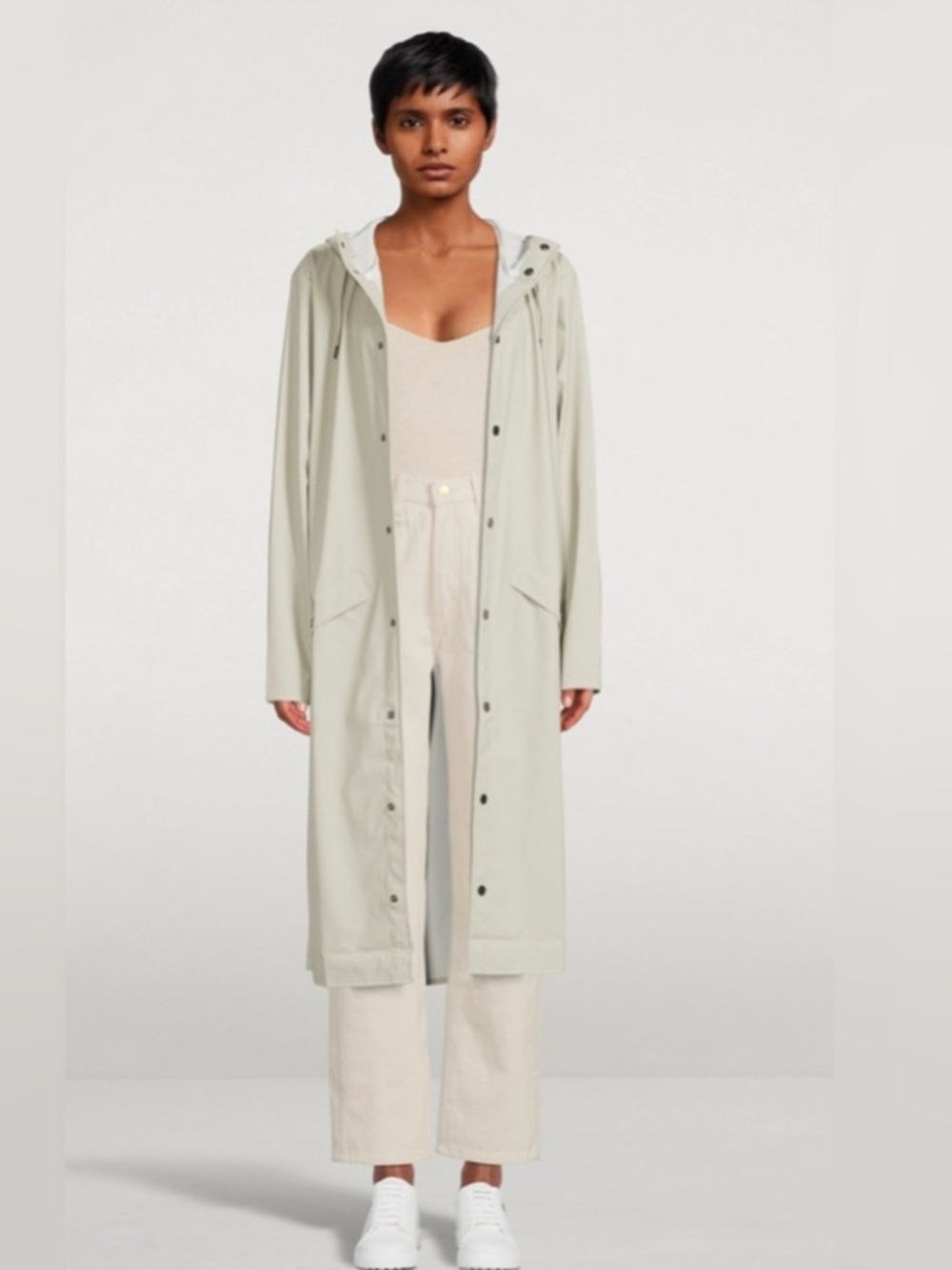 NWT Rains Longer Waterproof Jacket Cement Size XS PtP 20.5”